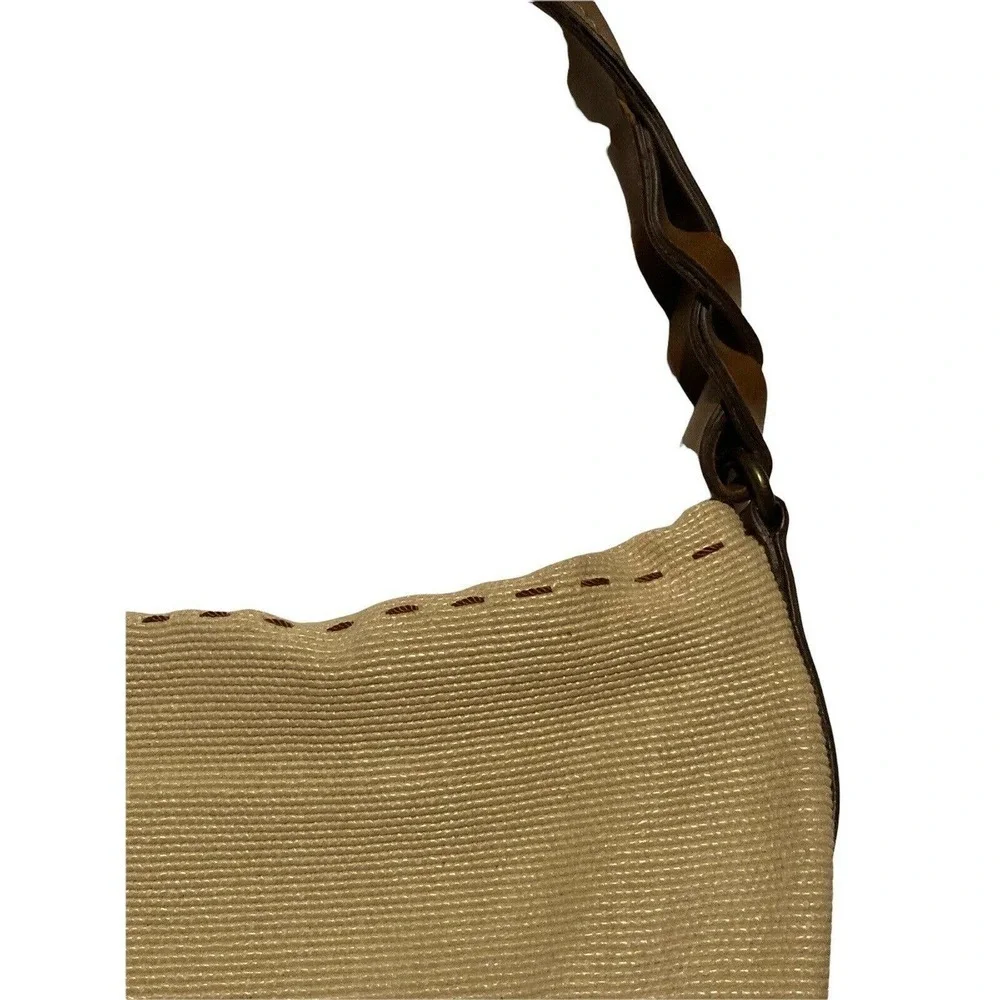 Fossil Woven Tan‎ Brown Leather Hobo Boho Shoulder Hand Bag Purse
